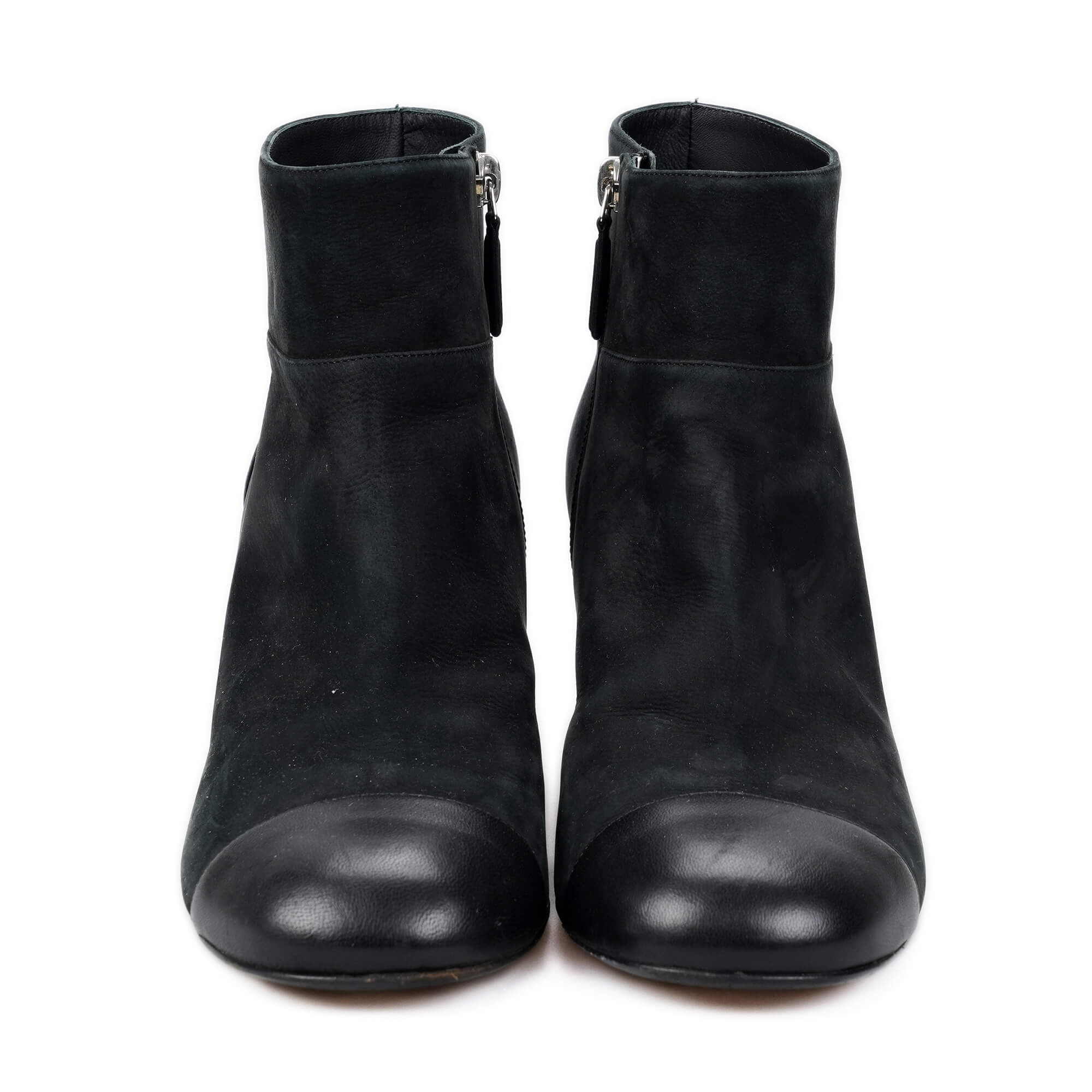  Chanel - Black Nubuck and Leather CC Booties